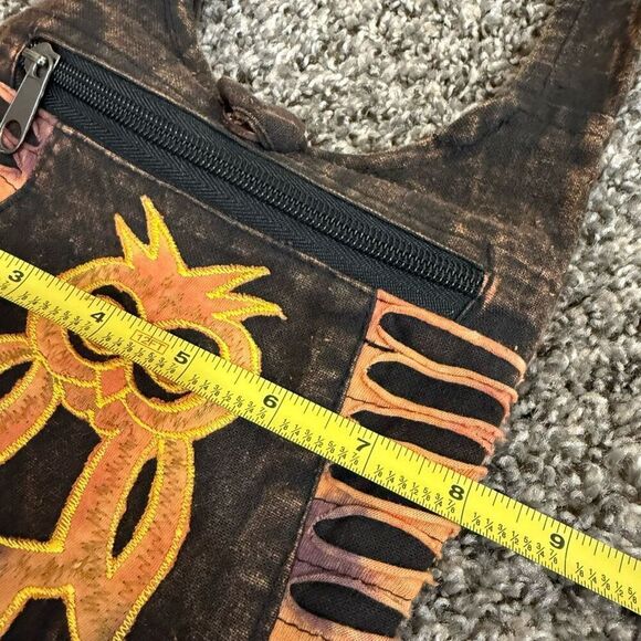 Boho Tie Dye Owl Fringe Embroidery Bird Purse Crossbody Bag Sling - Picture 6 of 7